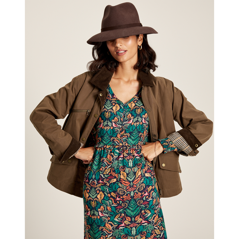 Joules Belfield Cropped Wax Jacket - Sable Brown-2